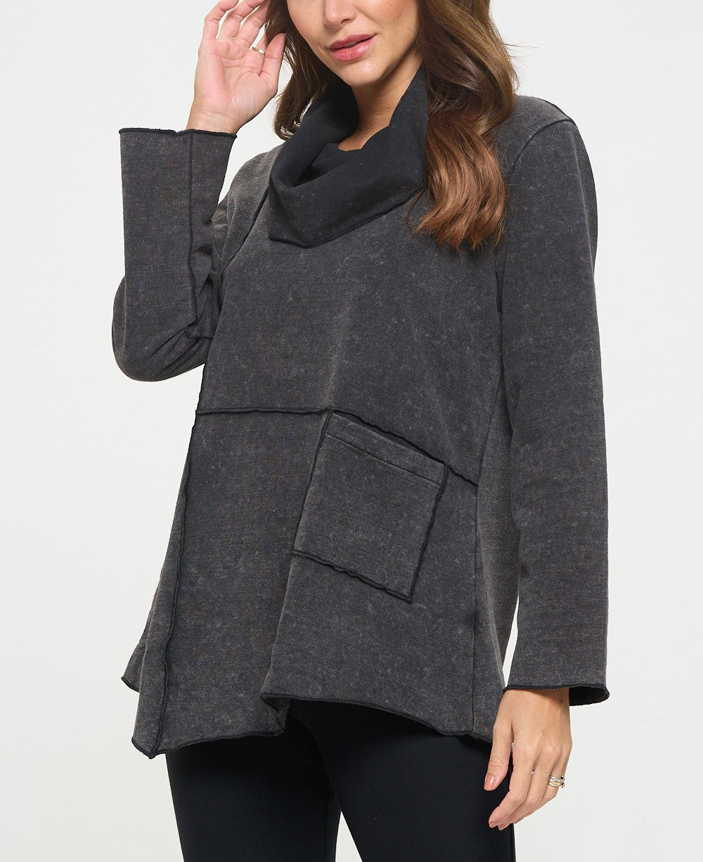 Focus Clothing - Fleece Terry Mock Neck Tunic FINAL SALE ITEM