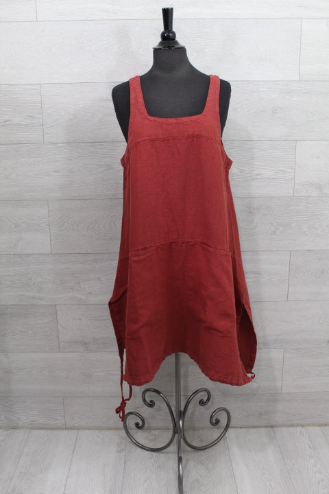 Red pinafore dress on sale