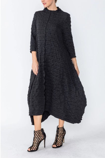 IC Collection - Bubble Check High Neck Dress FINAL SALE ITEM