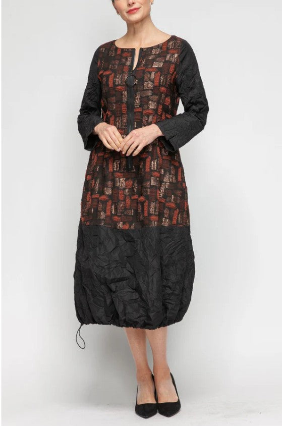 IC Collection - Bubble Check High Neck Dress FINAL SALE ITEM
