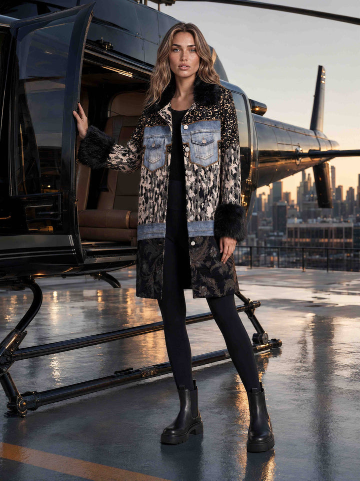 Adore Mixed Media Faux Fur Trim Jacket lifestyle
