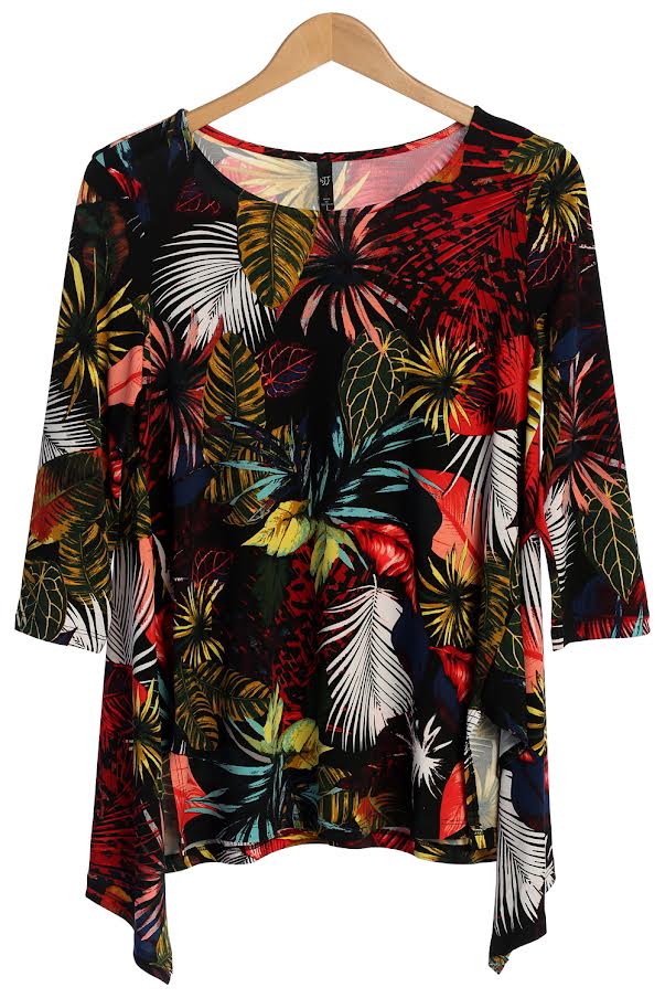 Focus Clothing - 3/4 sleeve tropical top FINAL SALE ITEM