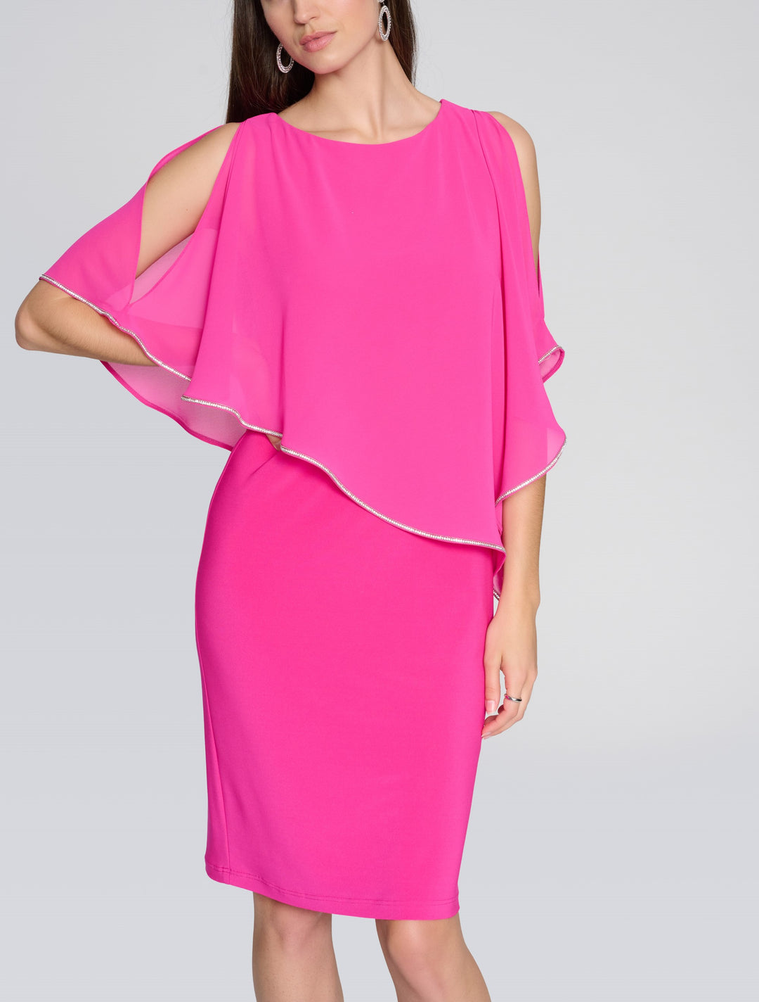 Joseph Ribkoff - Layered Dress With Cape Overlay FINAL SALE ITEM Joseph Ribkoff - Layered Dress With Cape Overlay FINAL SALE ITEM
