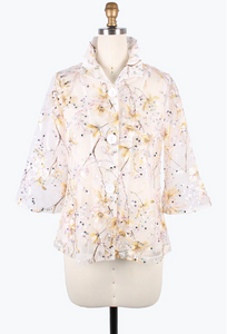 Damee Jackets - FLORAL EMBROIDERY PEPLUM MESH JKT ( Available In XXL)