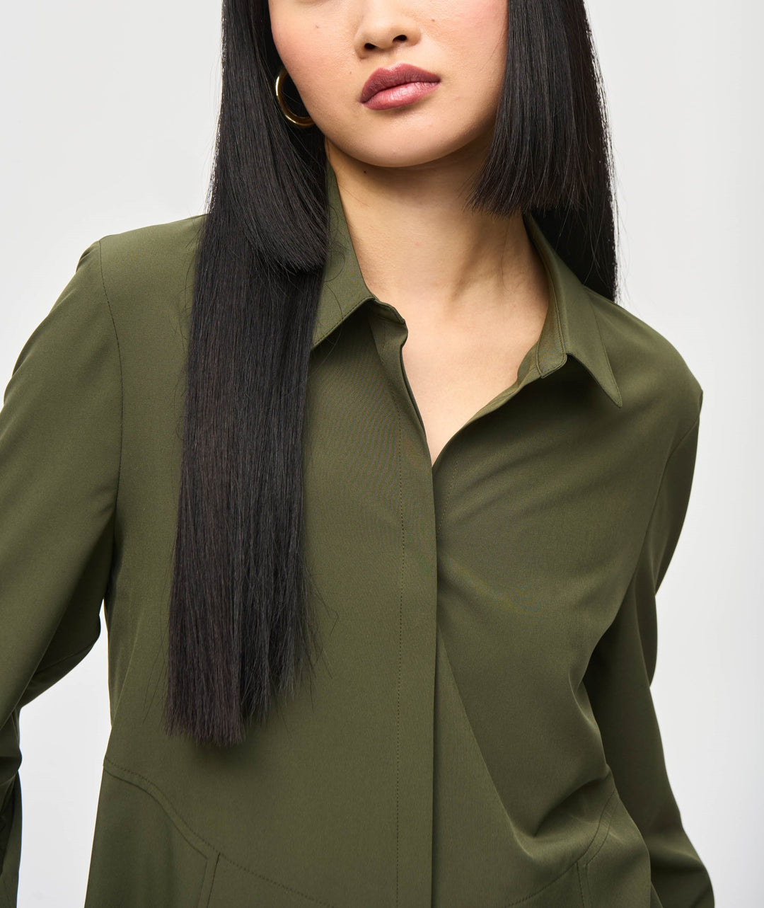 Joseph Ribkoff - Woven Button-Down Blouse With Pockets