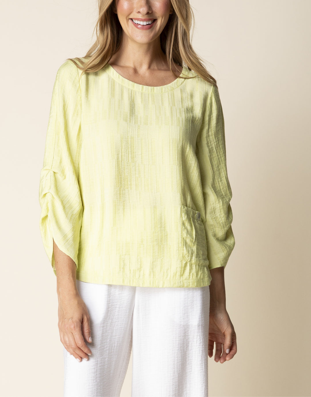 Habitat Clothing - Whisper Jacquard Rayon Pleat Top FINAL SALE ITEM