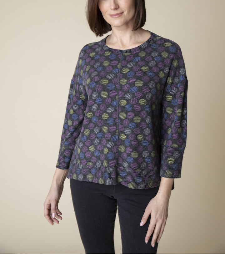 Habitat Tops - Rib Trim 3/4 Sleeve Boxy Crew