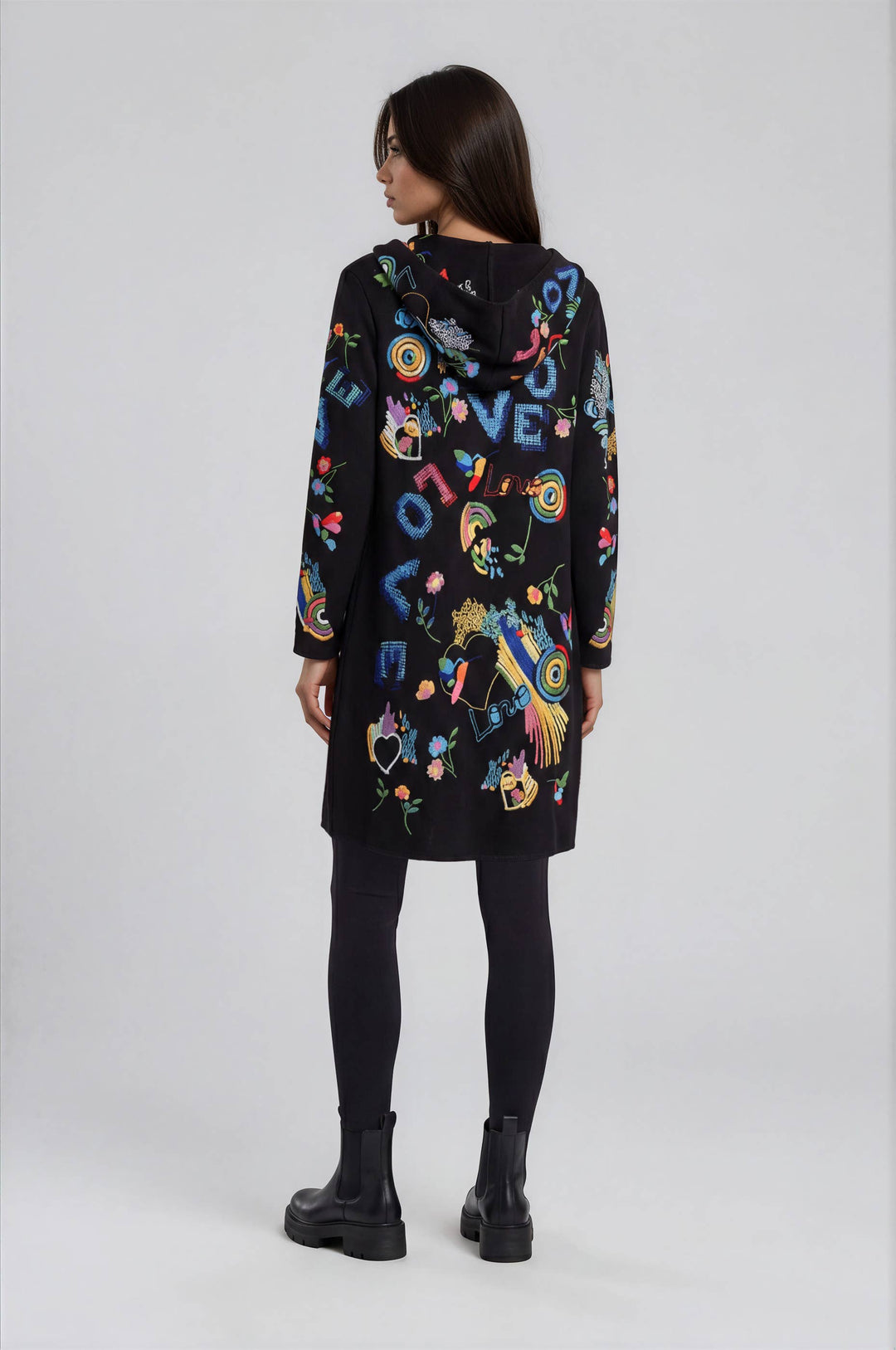 Adore Embroidered Love Hooded Jacket back view