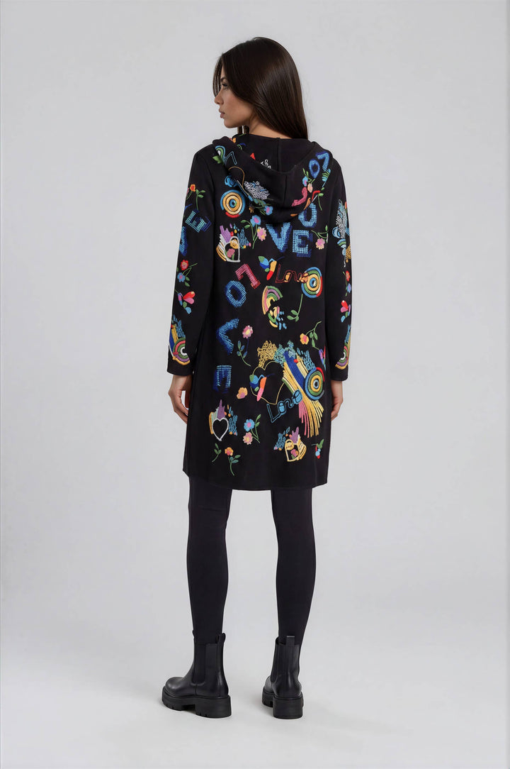 Adore Embroidered Love Hooded Jacket back view