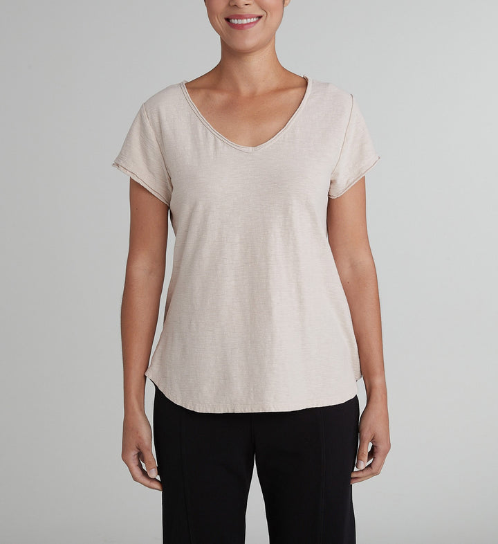 Cut Loose Linen Cotton Jersey - Raw Edge V Neck Top 20 COLORS (Special Order)