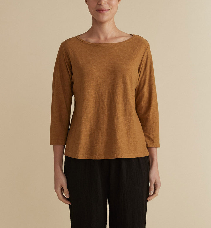 Cut Loose Linen Cotton Jersey - 3/4 Sleeve Boatneck Tee 20 COLORS (Special Order)