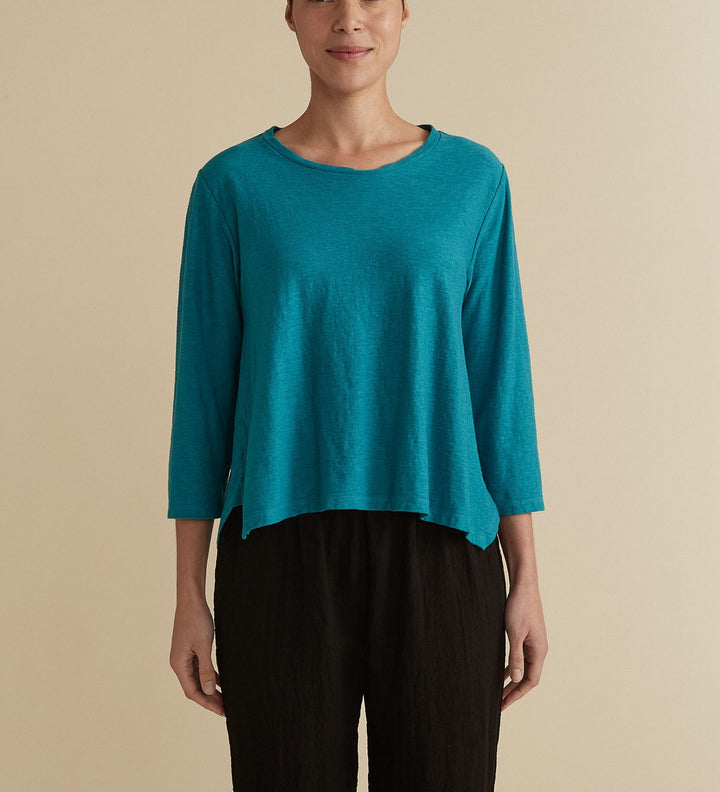 Cut Loose Linen Cotton Jersey - Side Vent Crew Top 20 COLORS (Special Order)