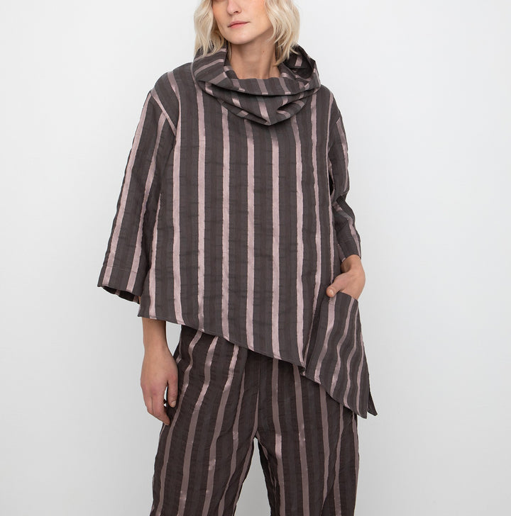 Ozai N Ku - Stripe Asymm Cowl Top