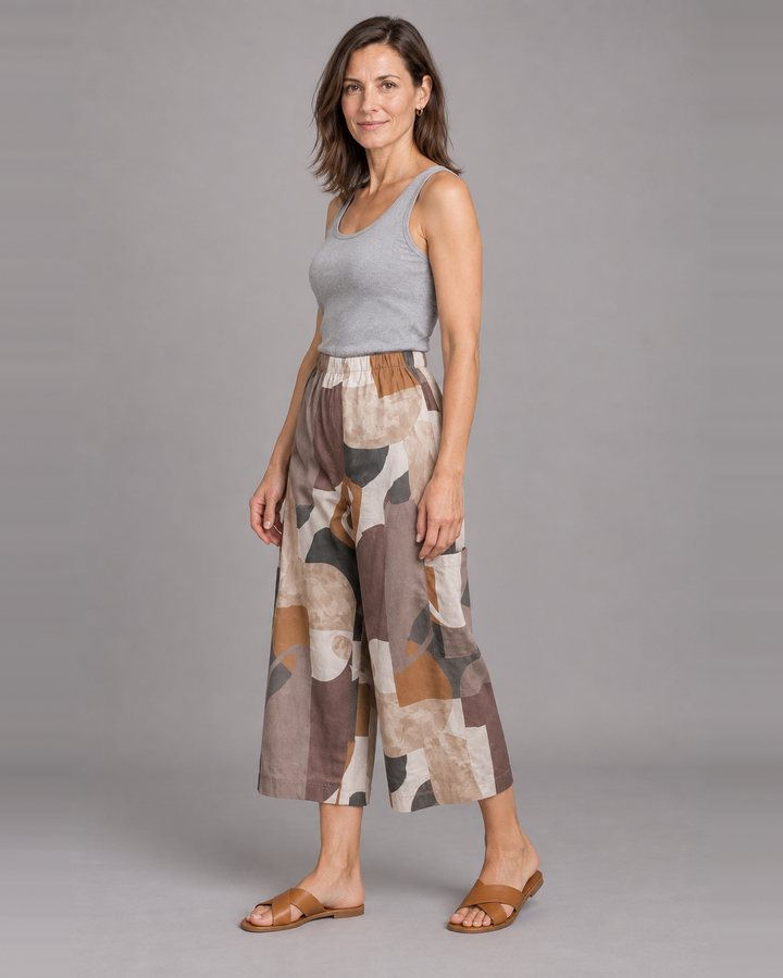 Bryn Walker Pasha Pant in Ceramica, cotton, front view on model