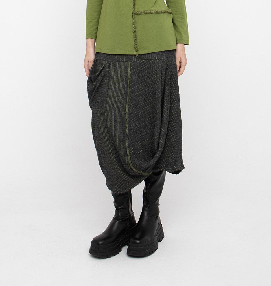 Ozai N Ku - Draped Patchwork Midi Skirt