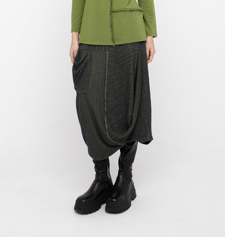 Ozai N Ku - Draped Patchwork Midi Skirt