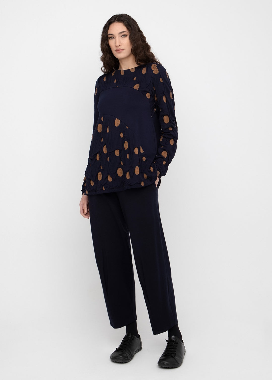 Ozai N Ku - Dot Color-Block Tunic Top