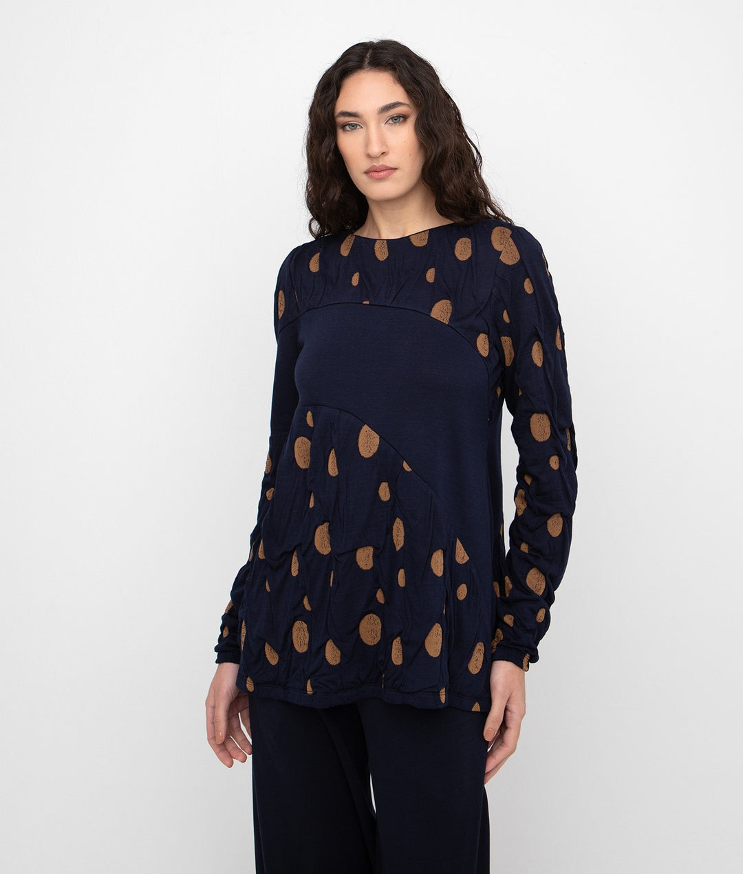 Ozai N Ku - Dot Color-Block Tunic Top
