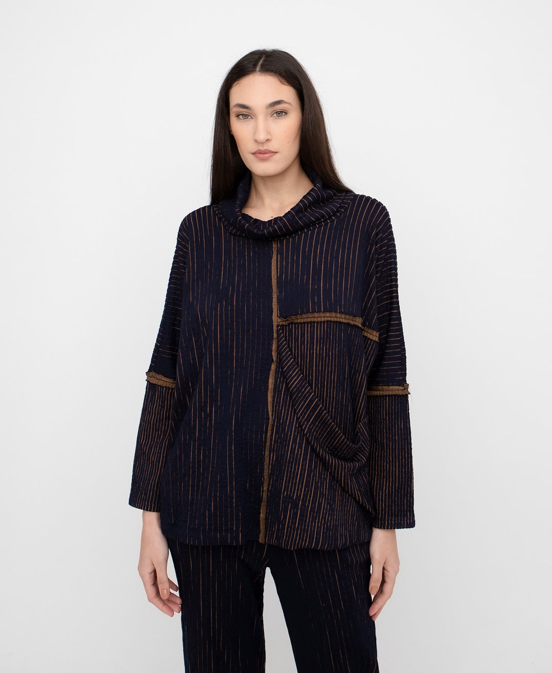 Ozai N Ku - Stripe Cowl-Neck Tunic