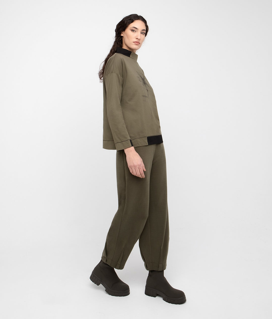 Ozai N Ku - Abstract Sketch Mock-Neck Top