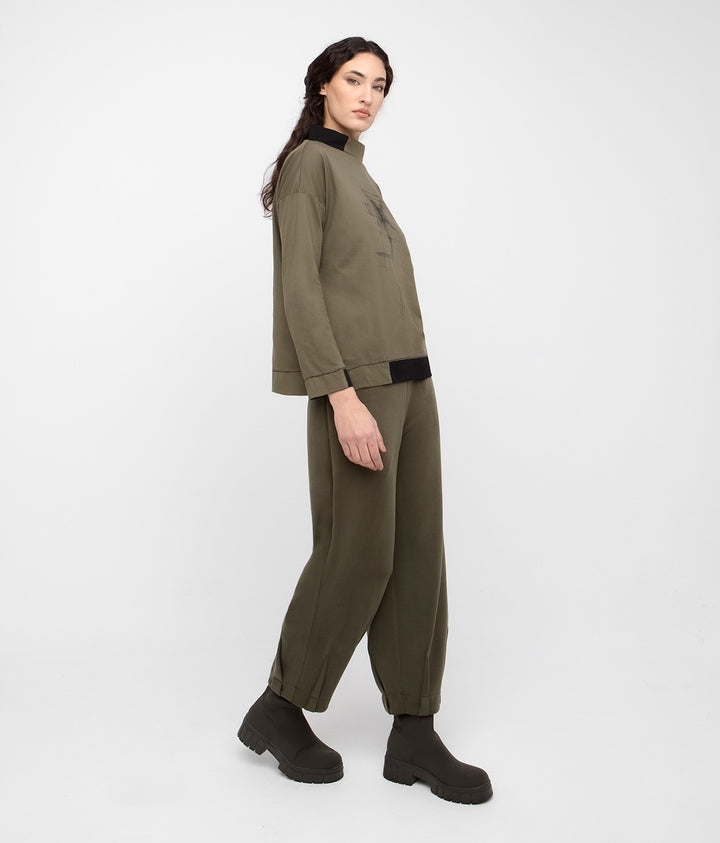 Ozai N Ku - Abstract Sketch Mock-Neck Top