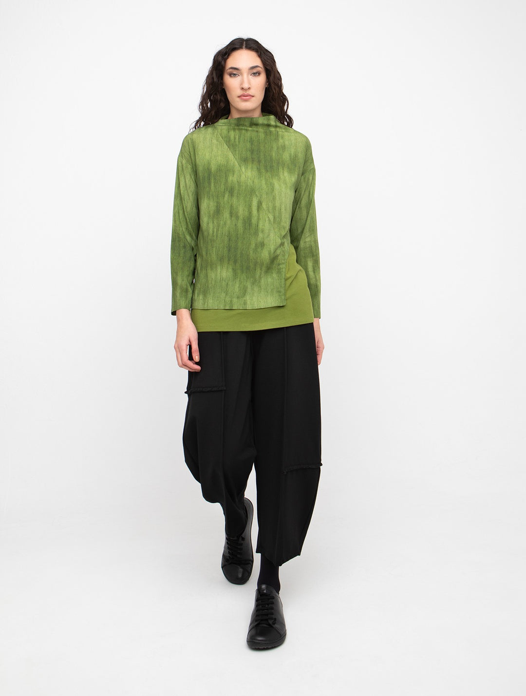 Ozai N Ku - Meadow Green Layered Art-Wash Top