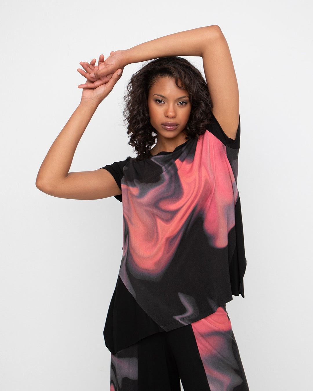 Ozai N Ku Go Go Reversible Tee, Rose Swirl FINAL SALE ITEM
