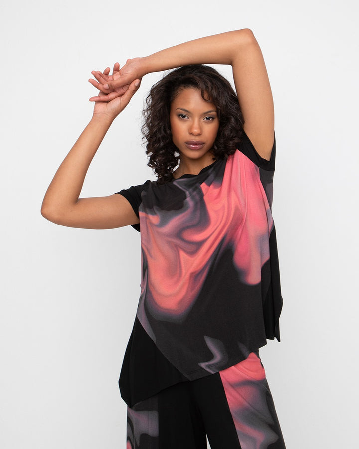 Ozai N Ku Go Go Reversible Tee, Rose Swirl FINAL SALE ITEM