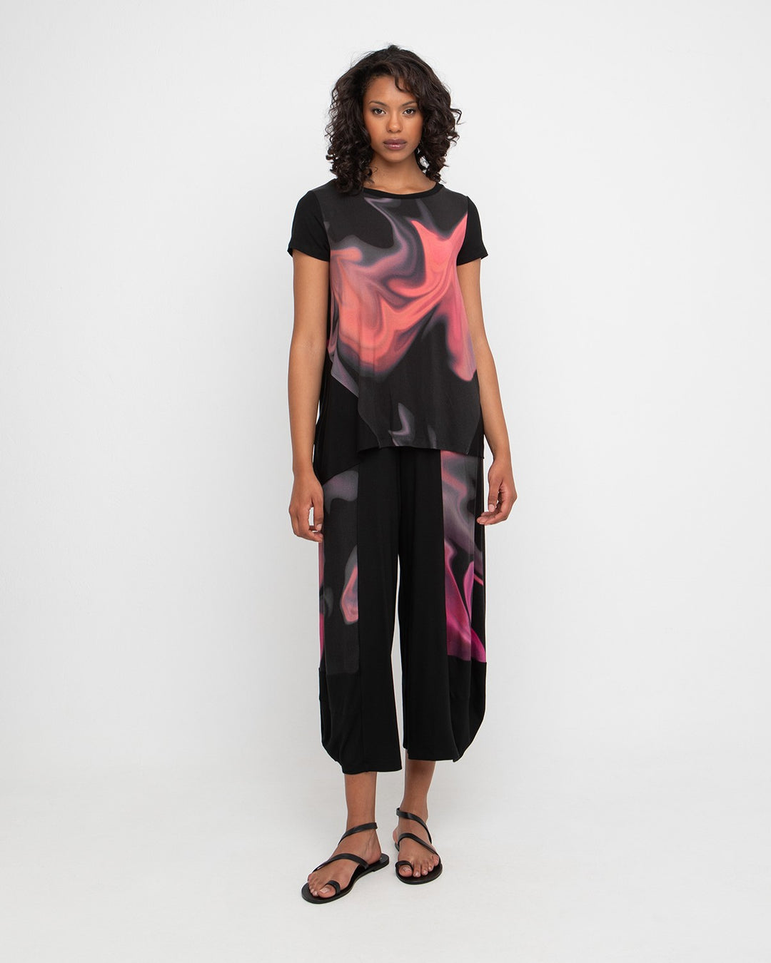 Ozai N Ku Go Go Reversible Tee, Rose Swirl FINAL SALE ITEM