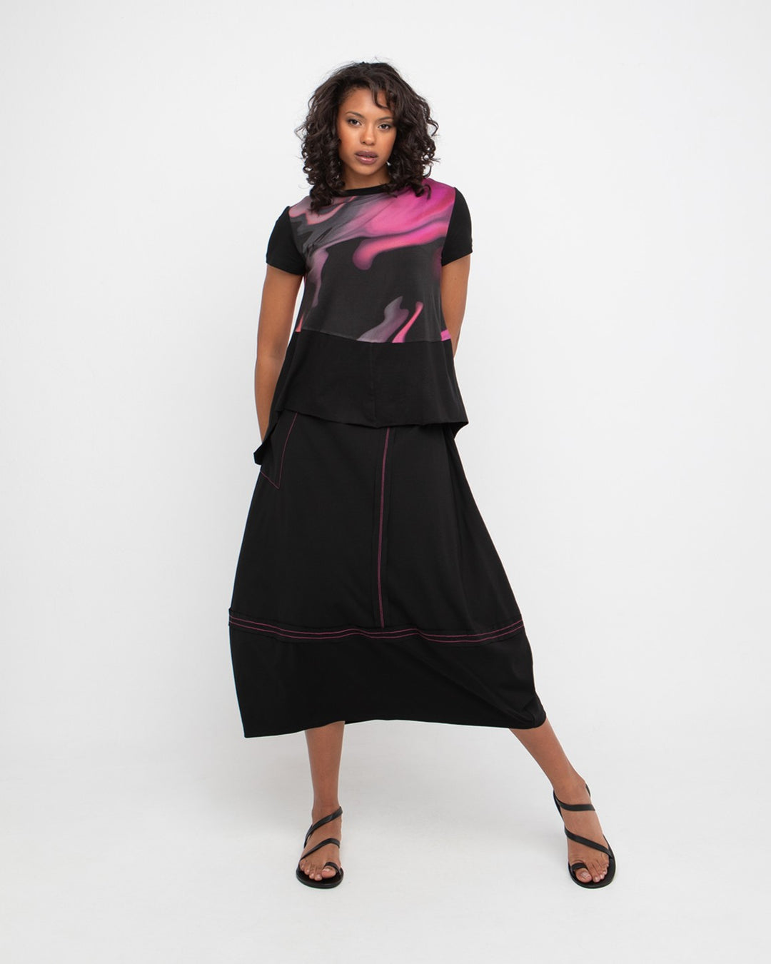Ozai N Ku Go Go Reversible Tee, Rose Swirl FINAL SALE ITEM