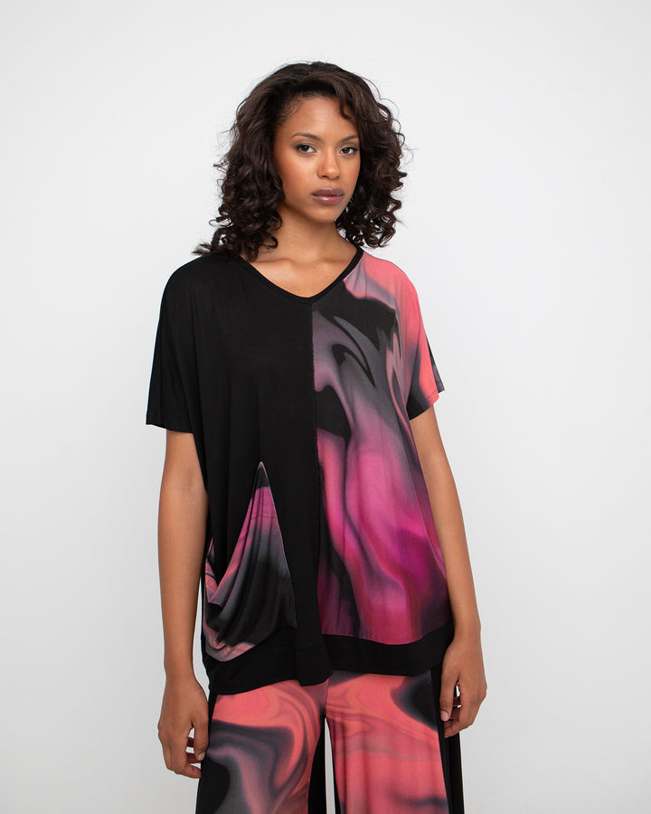 Ozai N Ku Blacklight Pocket Tee, Rose Swirl FINAL SALE ITEM