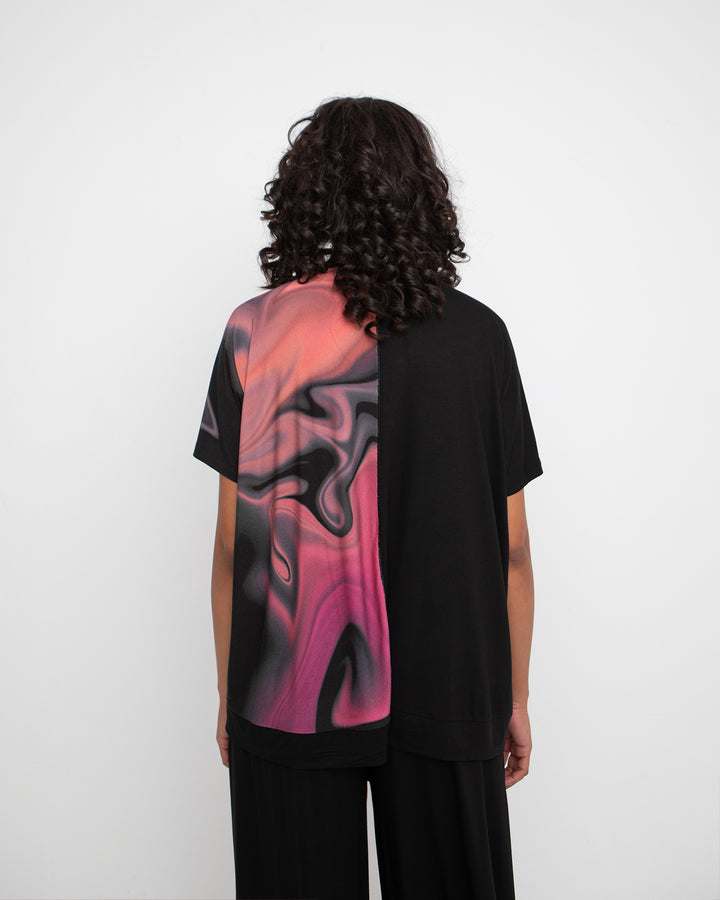 Ozai N Ku Blacklight Pocket Tee, Rose Swirl FINAL SALE ITEM