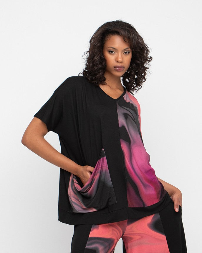 Ozai N Ku Blacklight Pocket Tee, Rose Swirl FINAL SALE ITEM