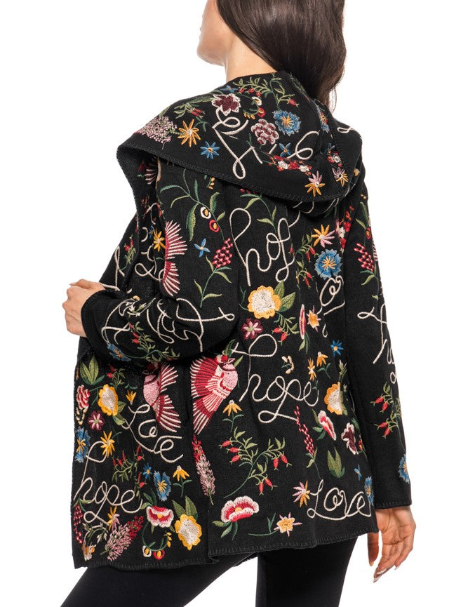 Adore Apparel - Floral Embroidered Cardifan w/ Hood