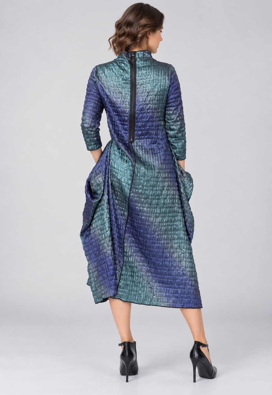 IC Collection - Midnight Shimmer Textured Cocoon Dress