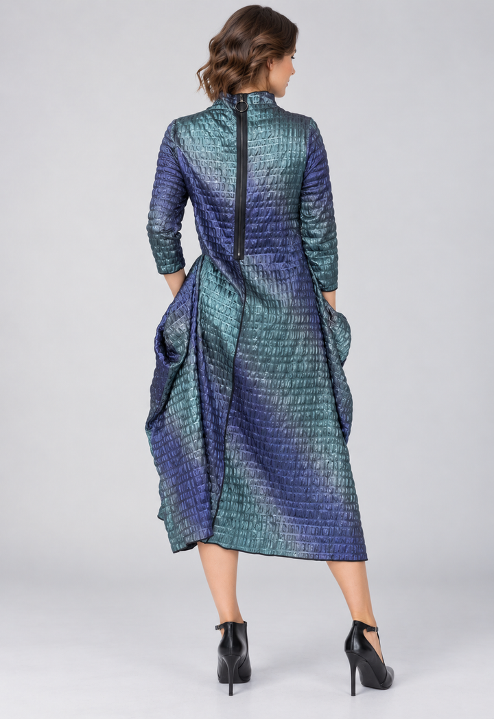 IC Collection - Midnight Shimmer Textured Cocoon Dress