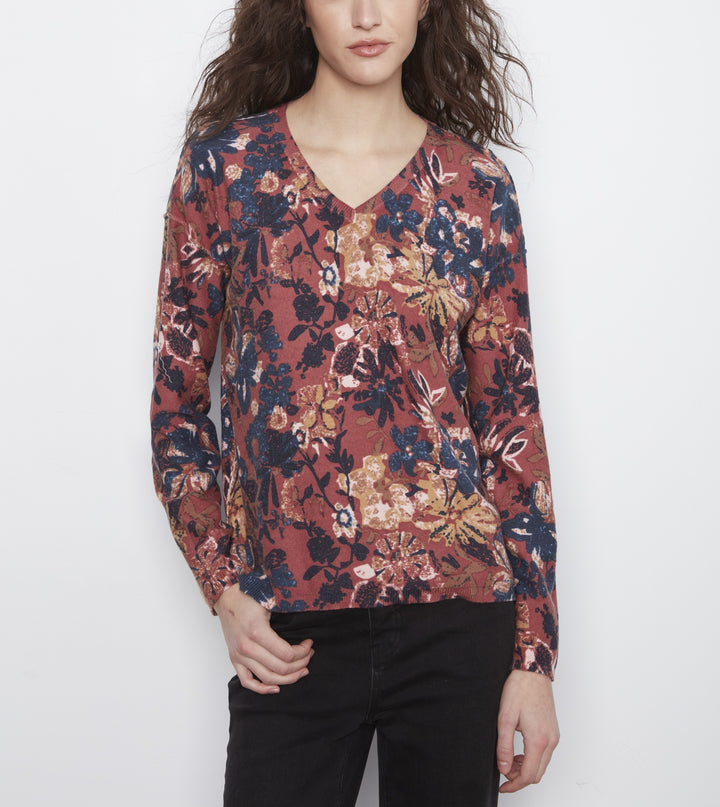 Charlie B - Long Sleeve Drop Shoulder Reversible Printed Sweater