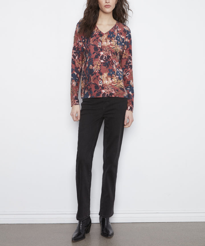 Charlie B - Long Sleeve Drop Shoulder Reversible Printed Sweater