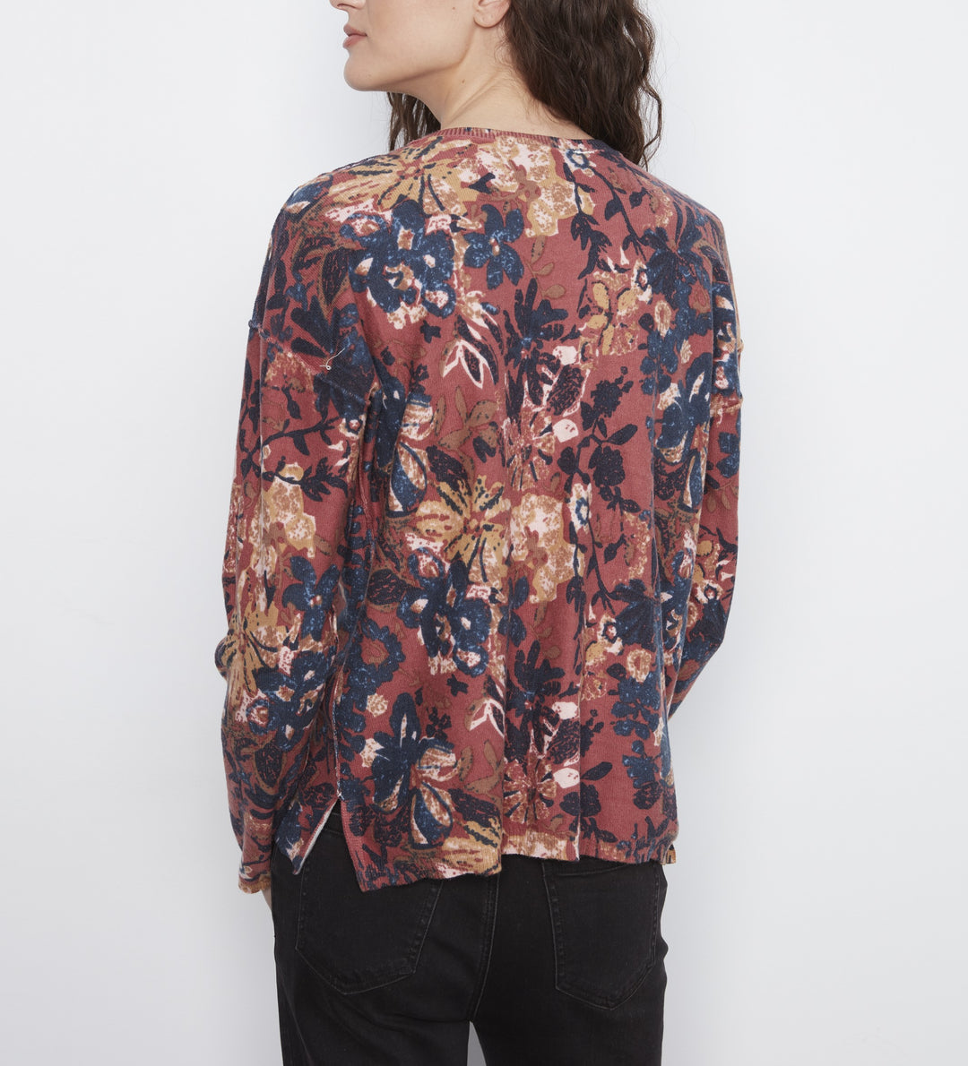 Charlie B - Long Sleeve Drop Shoulder Reversible Printed Sweater