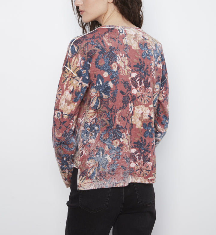 Charlie B - Long Sleeve Drop Shoulder Reversible Printed Sweater
