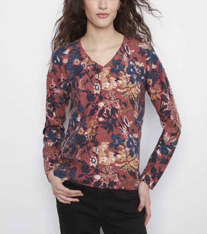 Charlie B - Long Sleeve Drop Shoulder Reversible Printed Sweater