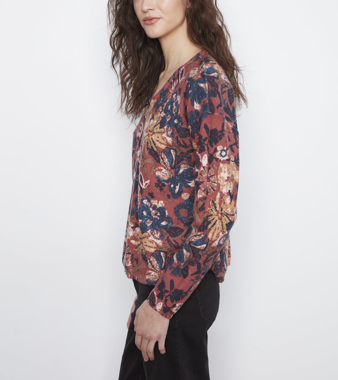 Charlie B - Long Sleeve Drop Shoulder Reversible Printed Sweater