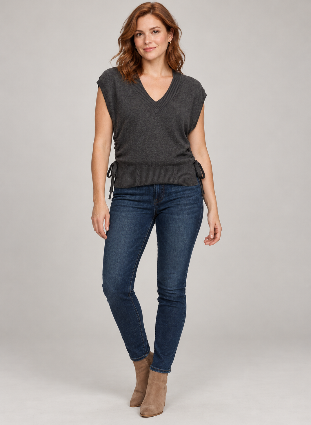 Liverpool Jeans - V-neck Dolman Sweater W/ Ties