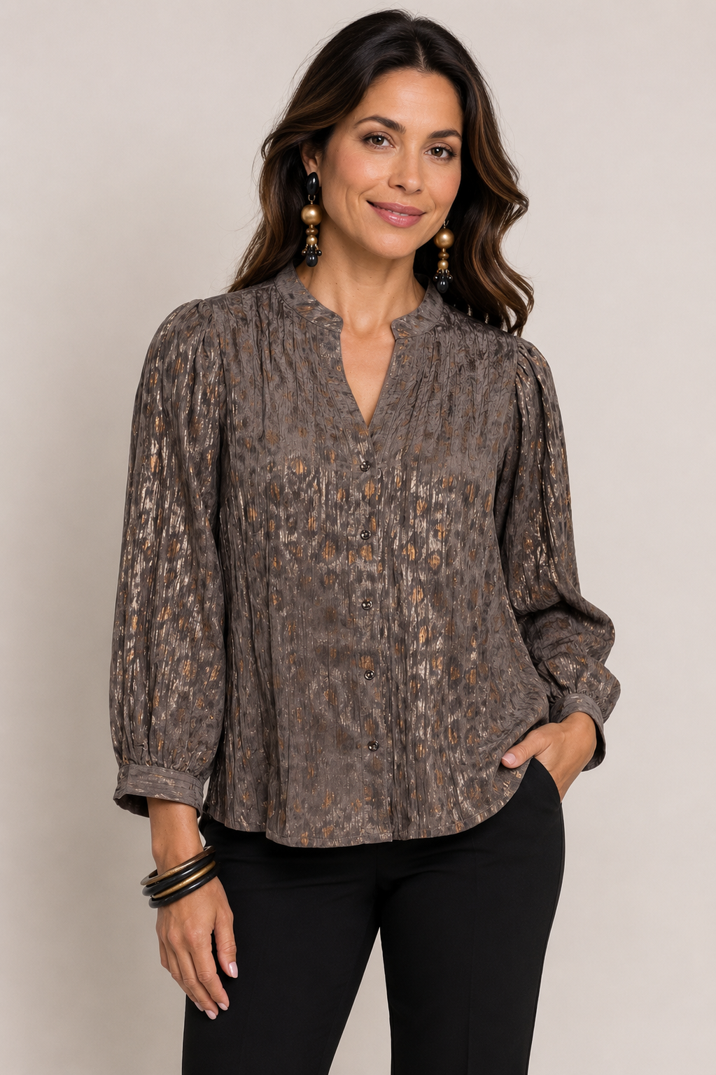 Lior Clothing - Elegant Taupe Blouse