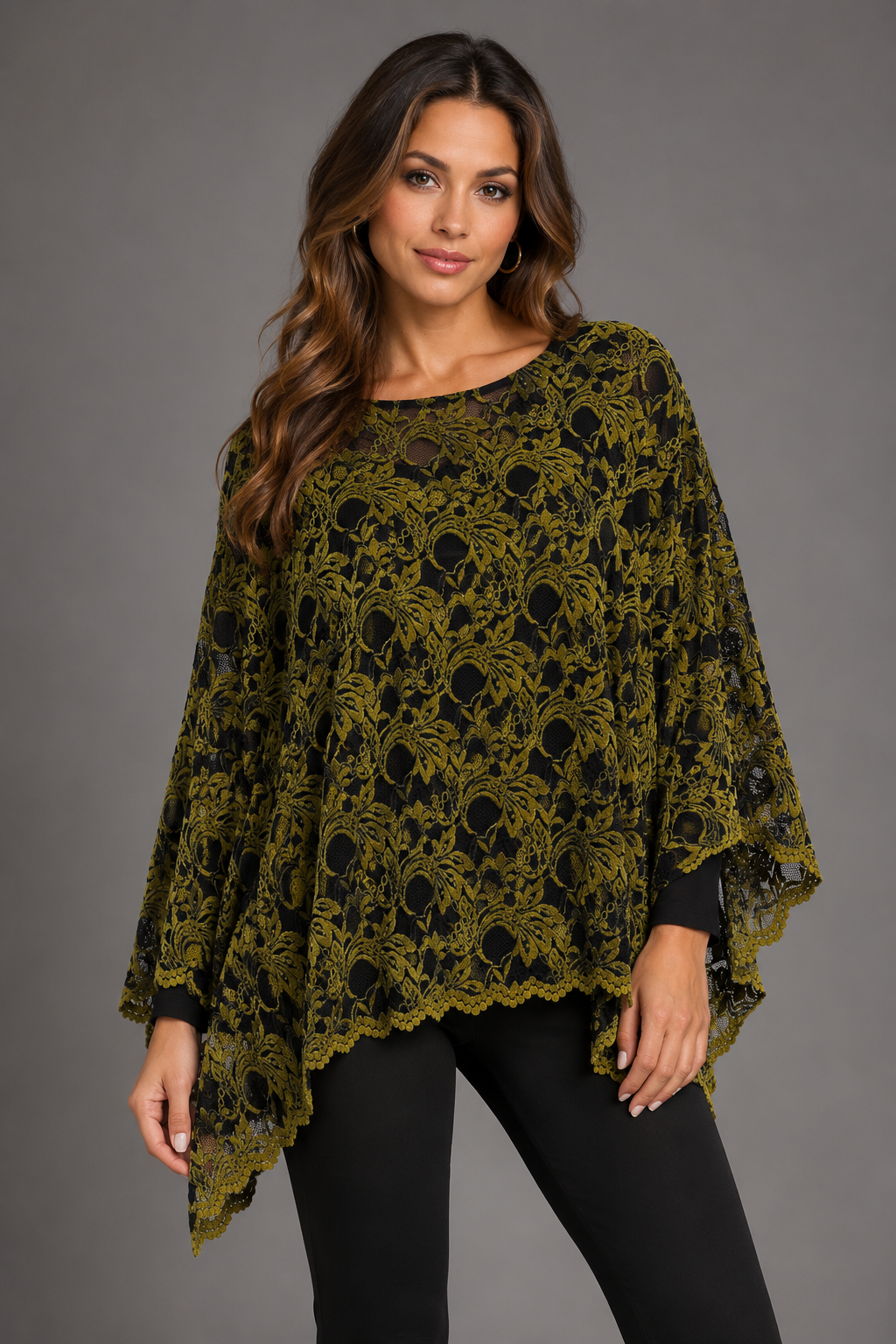 Lior Clothing - One Size Tunic Olive Lace