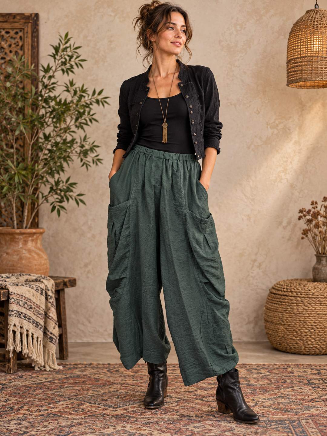 Eleven Stitch by Gerties Double Pocket Pant in Konbu