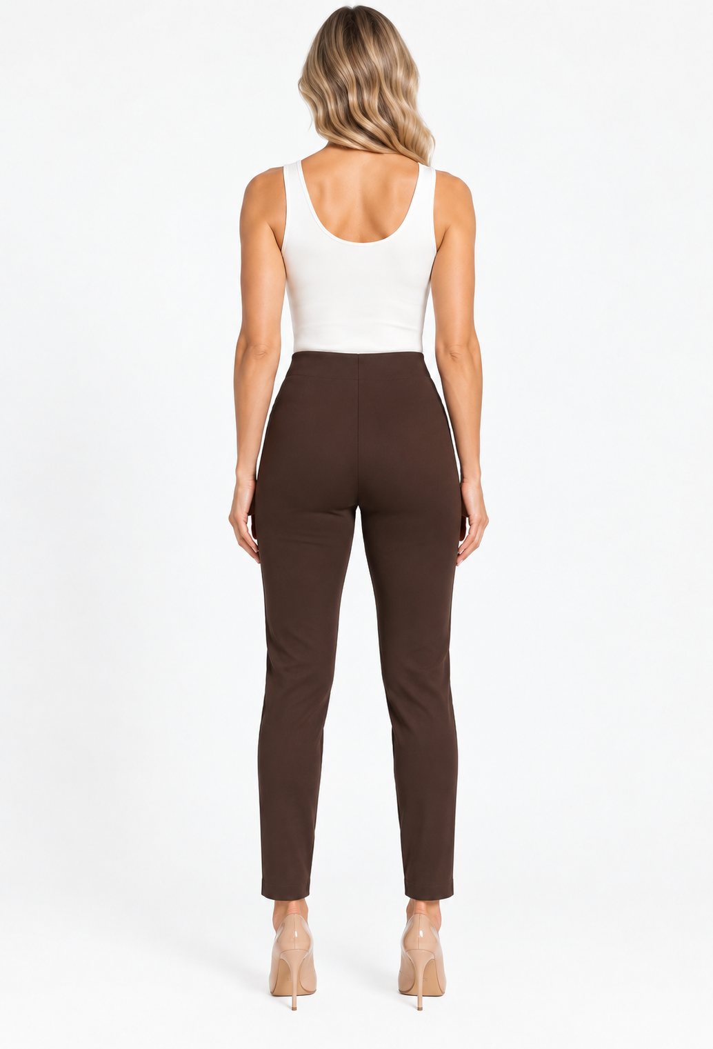 LIOR Women's Chocolate 28" Inseam Tapered Ankle Pant In Ponte - "Sasha"