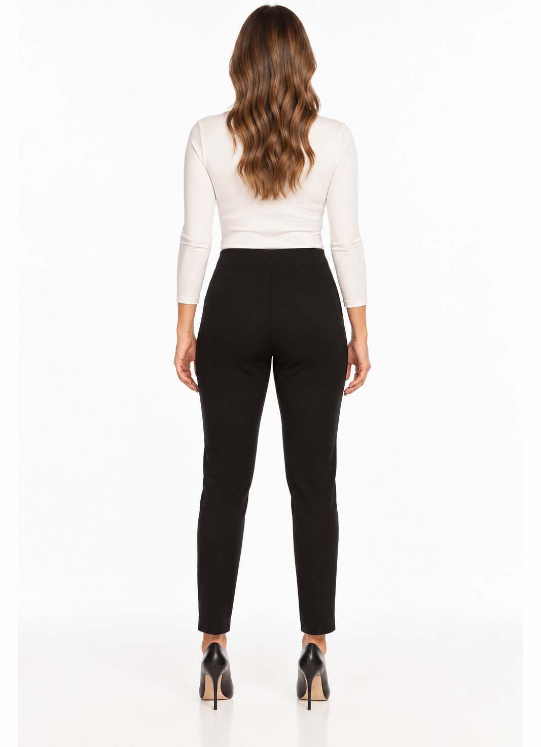 LIOR Women's Black 28" Inseam Tapered Ankle Pant In Ponte - "Sasha"