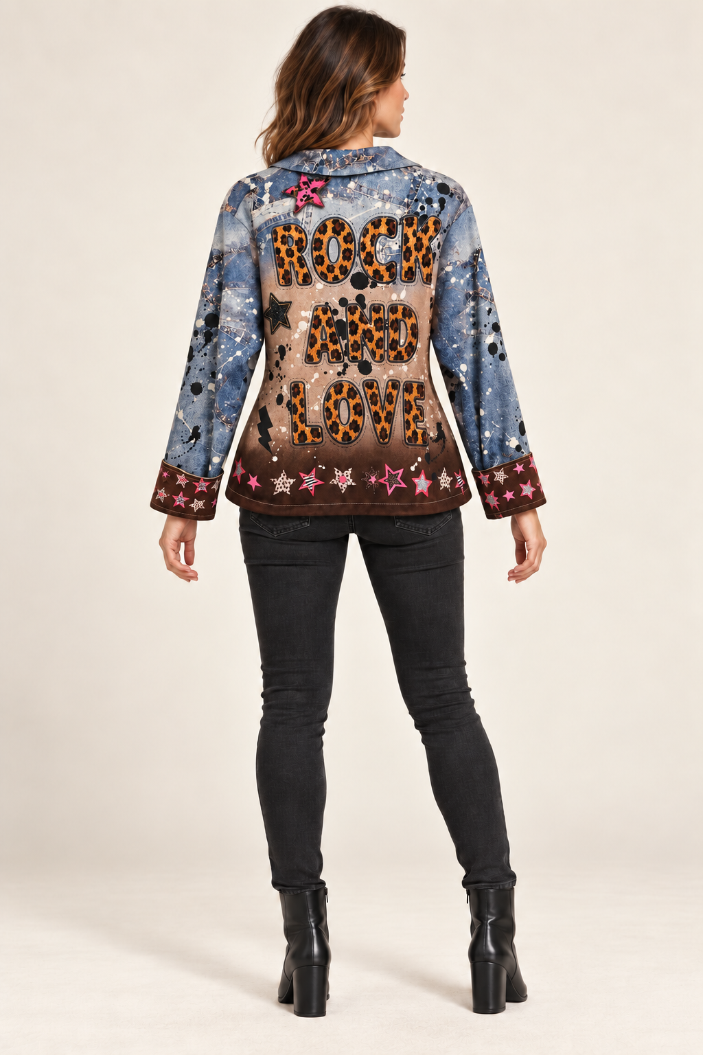 Boutique Karma - Rock & Love Tiger Graphic Zip Jacket