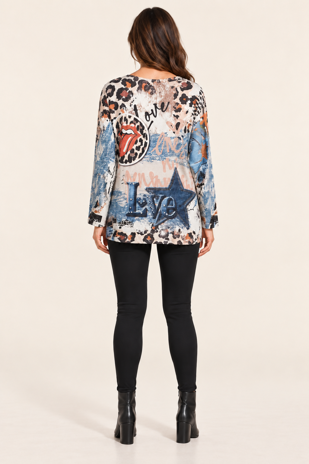 Focus Clothing - Wild Love Mixed-Print Graphic Top